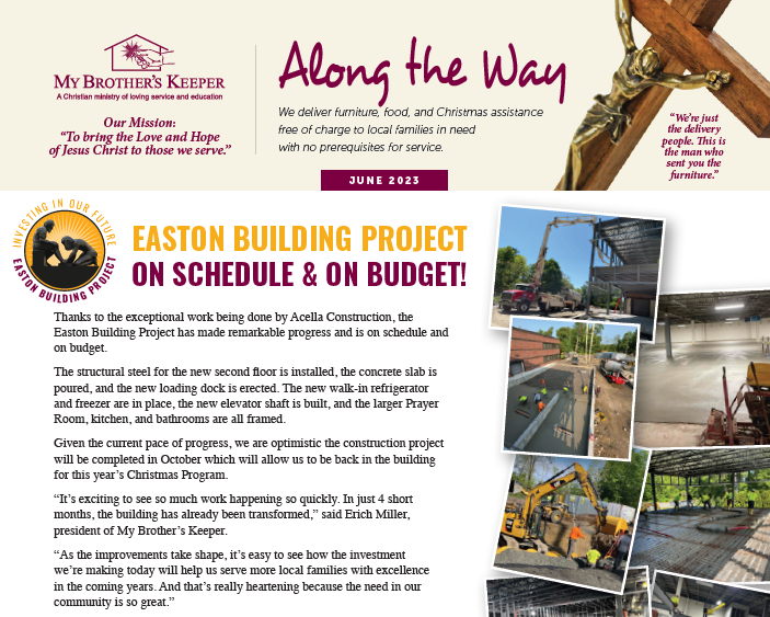 Easton Building Project On Schedule & On Budget! My Brother's Keeper