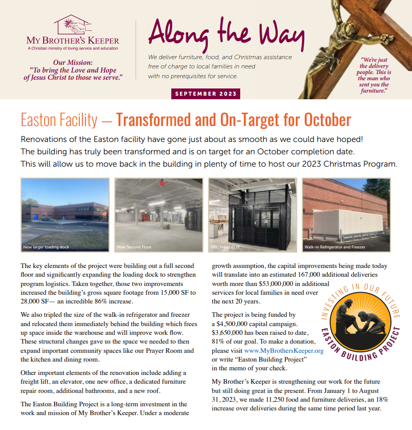 Easton Facility Transformed & OnTarget for October My Brother's Keeper